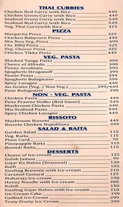 Neelam-e-Punjab menu