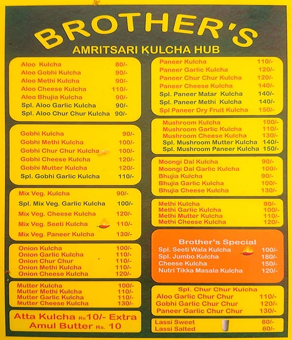 Brother's Kulcha Hub menu
