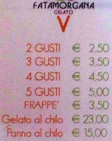 Menu di Fatamorgana 