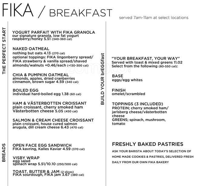 Fika Menu, Menu for Fika, Turtle Bay, New York City Urbanspoon/Zomato