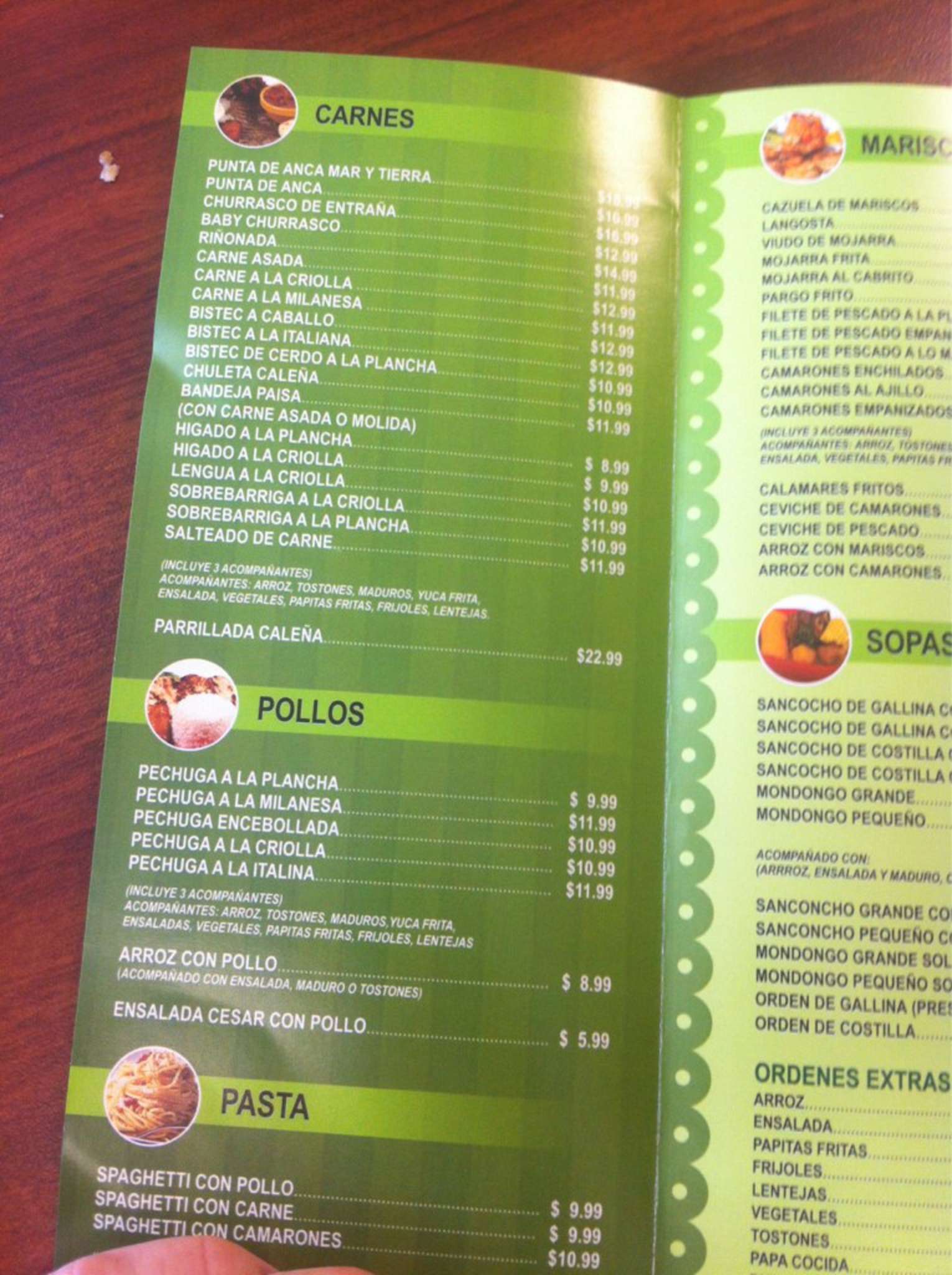 Carta de Cilantros International Cafe