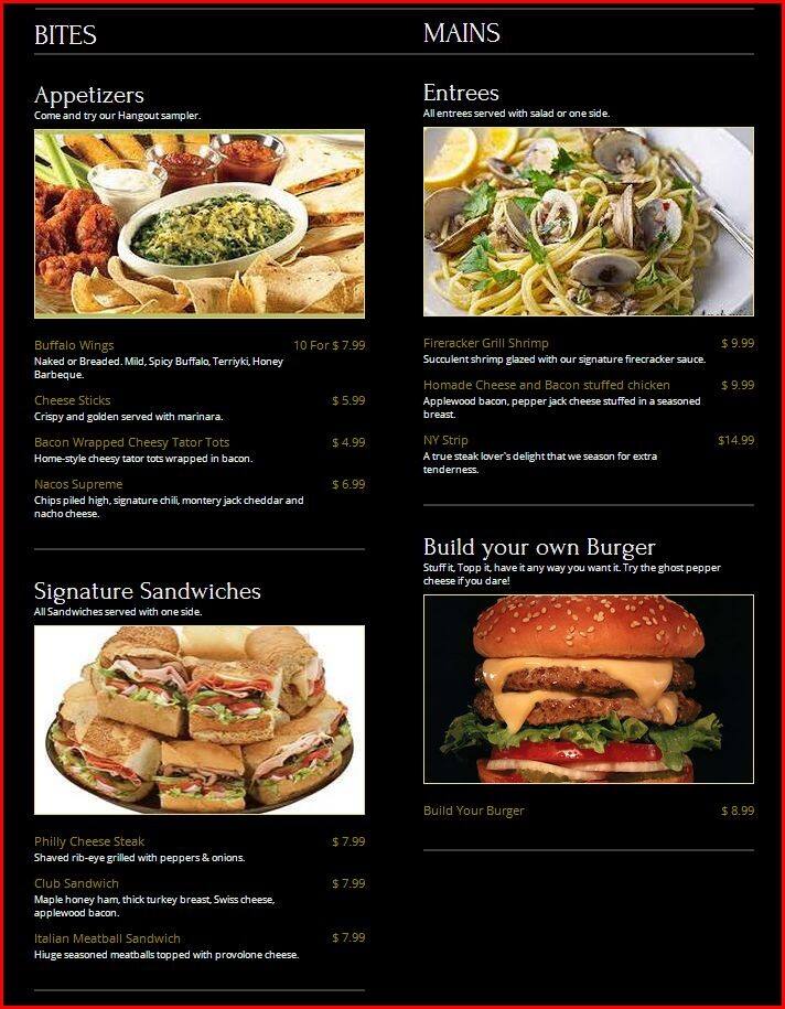 Ormond Hangout Bar Menu, Menu for Ormond Hangout Bar, Ormond Beach