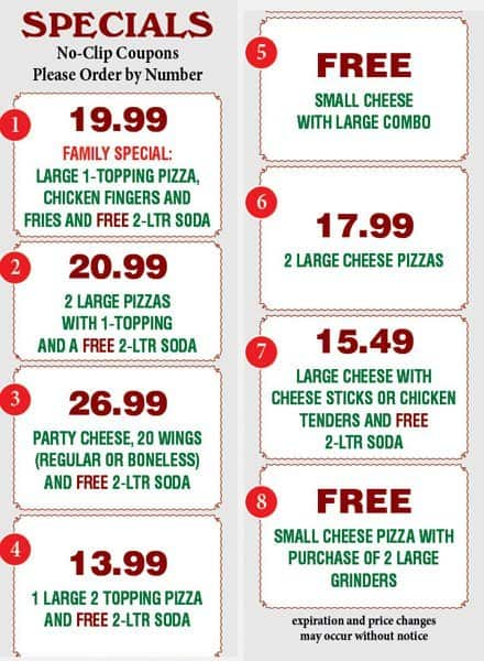 Menu at ABC PIZZA pizzeria, Holyoke, Northampton St