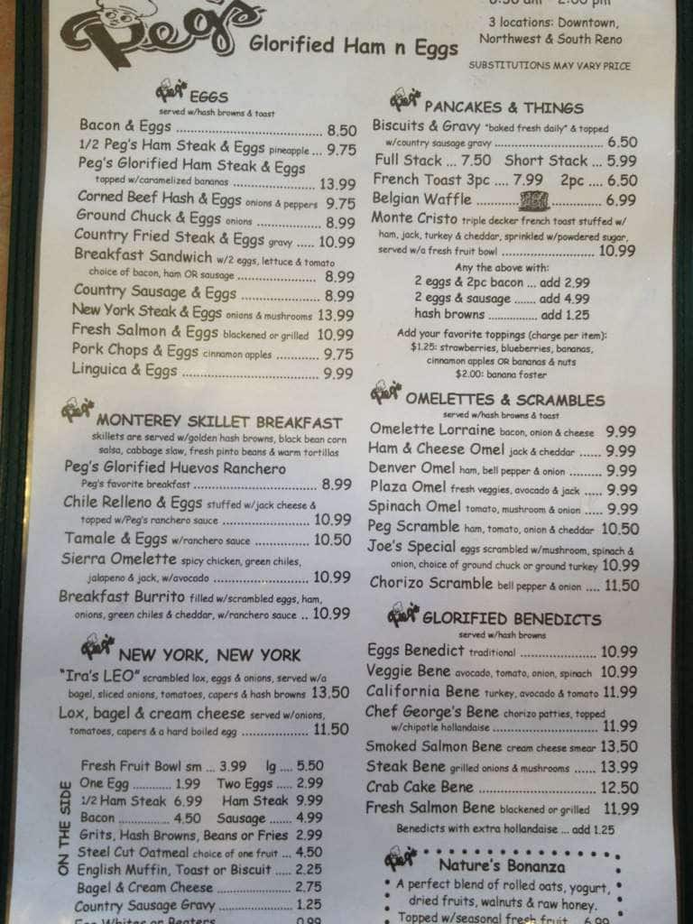 Peg's Glorified Eggs Menu Urbanspoon/Zomato