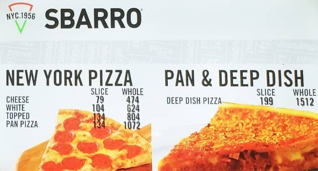 Sbarro Menu Menu For Sbarro Cebu Business Park Cebu City