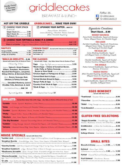 Griddlecakes Menu, Menu de Griddlecakes, Northwest Las Vegas, Las Vegas