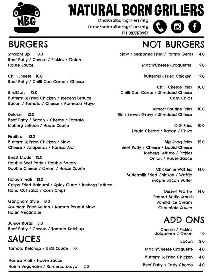 Natural Born Grillers Menu Menu For Natural Born Grillers Mount Gambier Mount Gambier