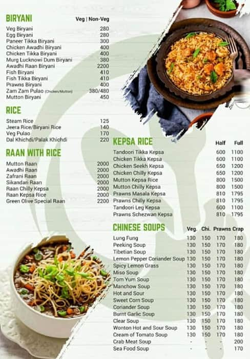 Green olive deals menu