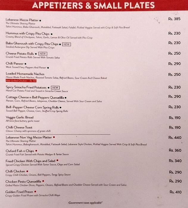 Menu of The Cherry Tree Bakery & Cafe, Alambagh, Lucknow