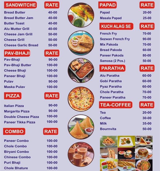 Menu of Mahakali Fast Food, Naroda, Ahmedabad