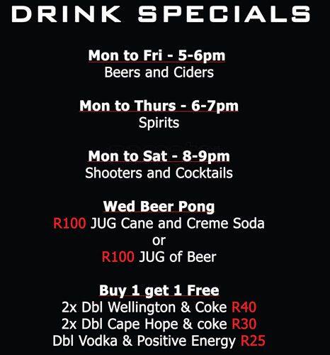 Trouble Bar Menu, Menu for Trouble Bar, Randpark Ridge, Randburg ...