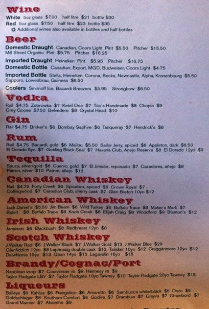 521 Cafe & Bar menu