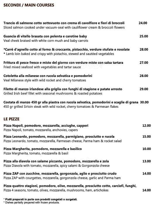 Menu di Ristorante Leonardo 