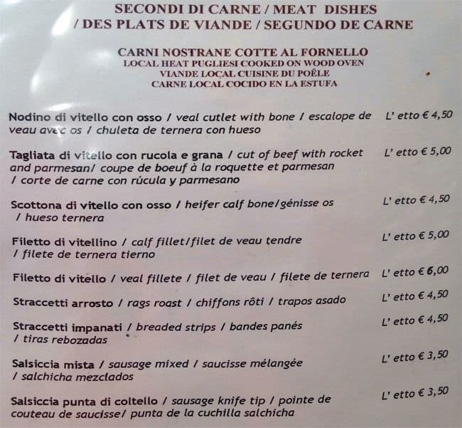 Menu di La Locanda dei Pugliesi 