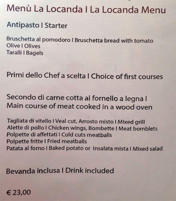 Menu di La Locanda dei Pugliesi 