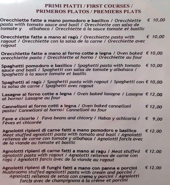 Menu di La Locanda dei Pugliesi 