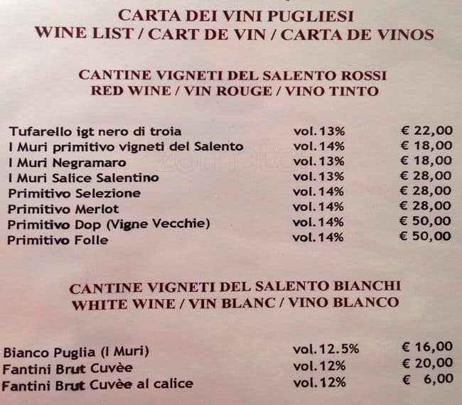 Menu di La Locanda dei Pugliesi 