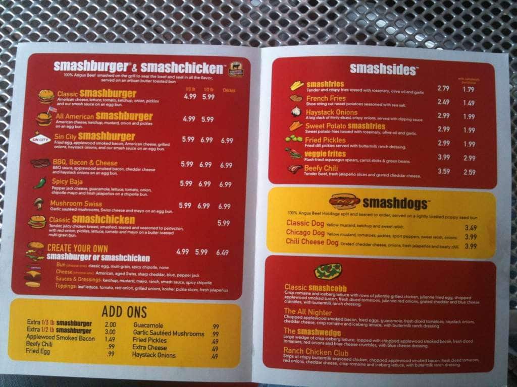 Smashburger Menu, Menu for Smashburger, Summerlin, Las Vegas - Urbanspoon/Zomato