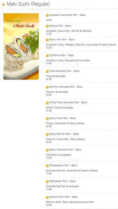 Carta de Umi Sushi