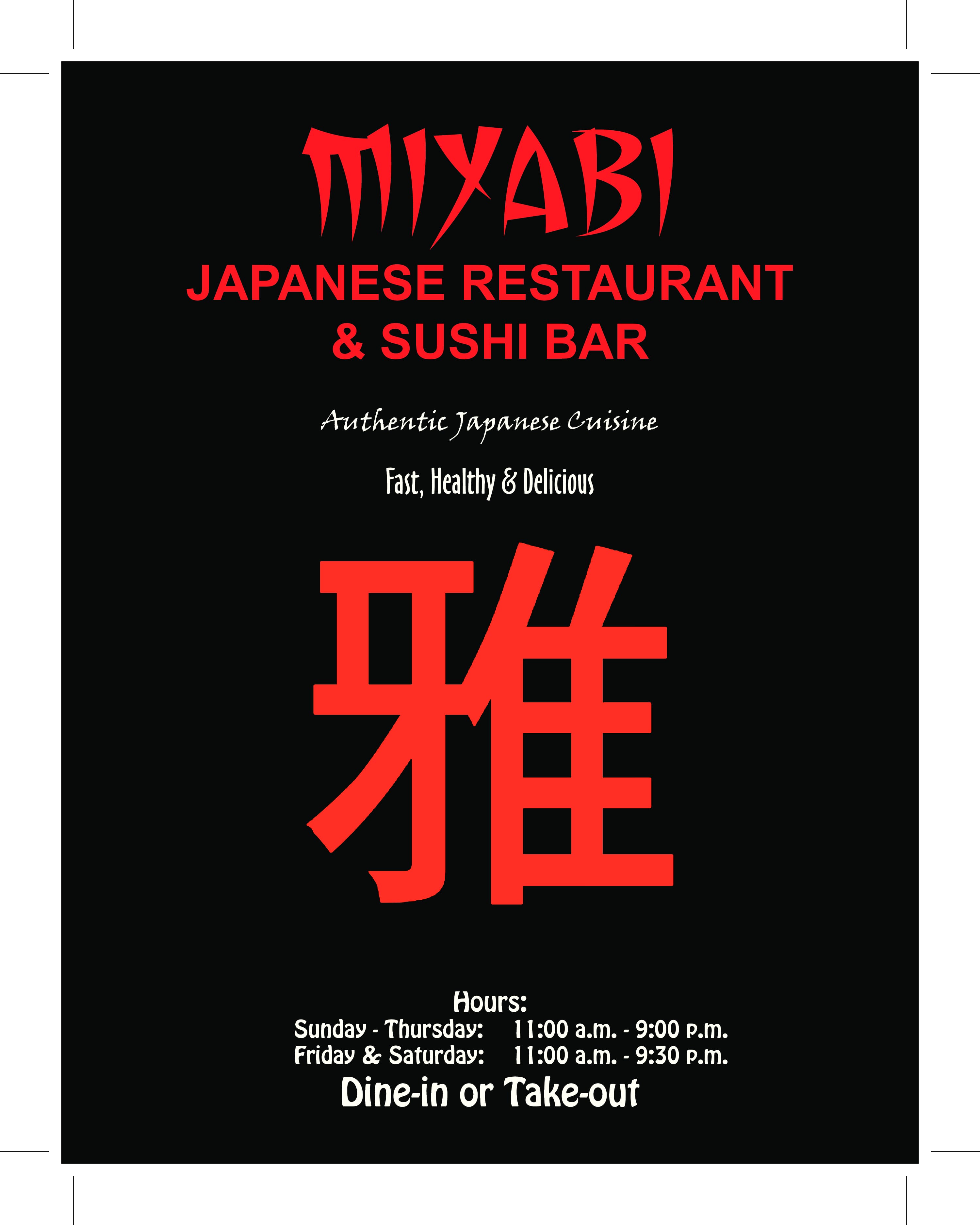 Miyabi Menu, Menu for Miyabi, Advance, Piedmont Triad Urbanspoon/Zomato