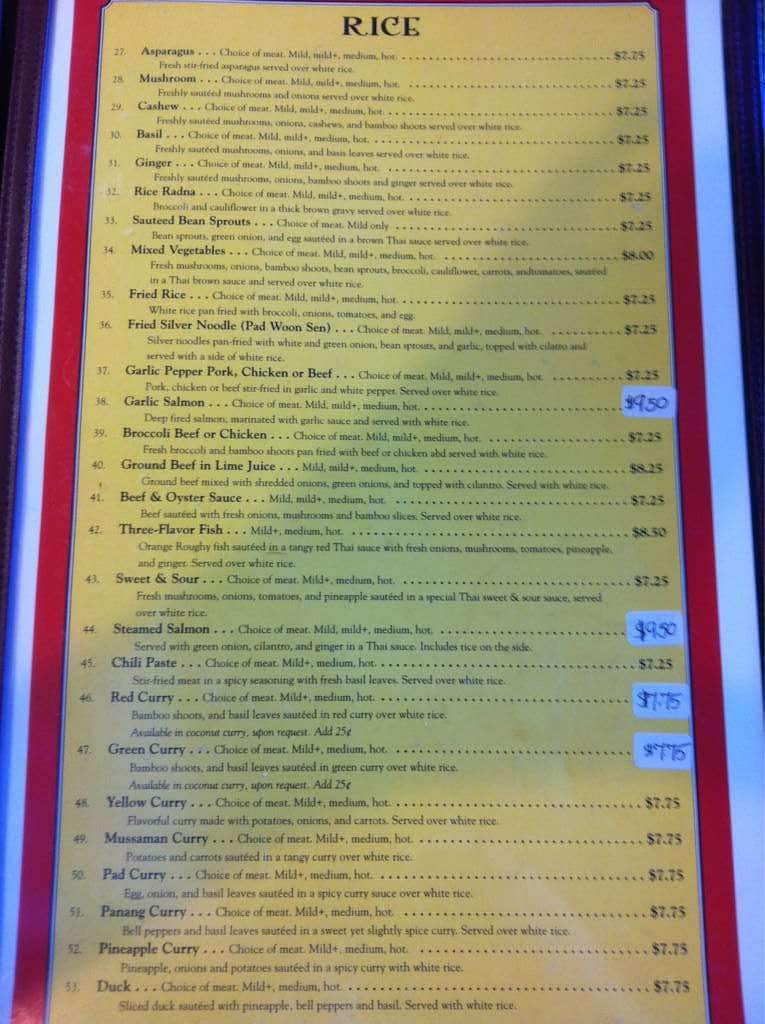 Thai Kitchen 2 Menu Menu For Thai Kitchen 2 Springfield Springfield
