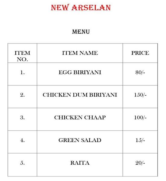 Menu