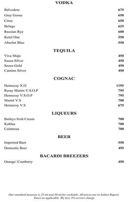 Rare Eastern Dining - Radisson Blu MBD Hotel menu