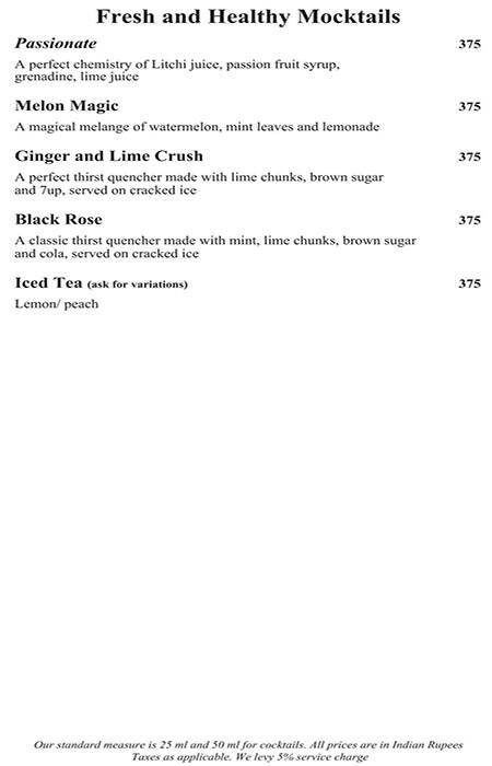 Rare Eastern Dining - Radisson Blu MBD Hotel menu