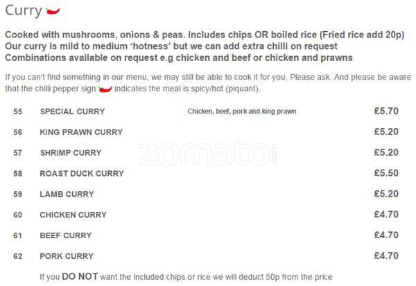 Ruby Takeaway Harborne menu