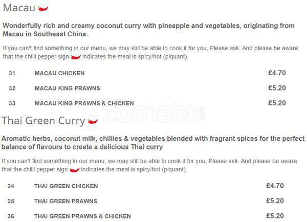 Ruby Takeaway Harborne menu
