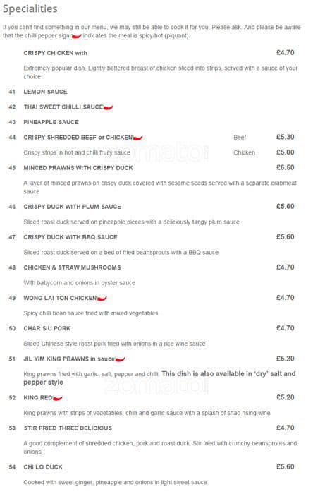 Ruby Takeaway Harborne menu