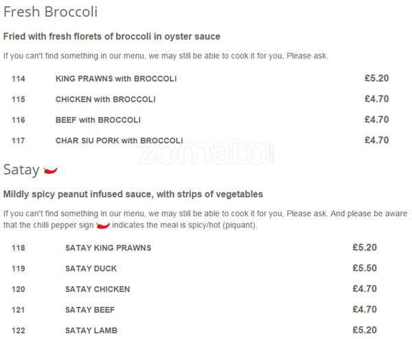 Ruby Takeaway Harborne menu