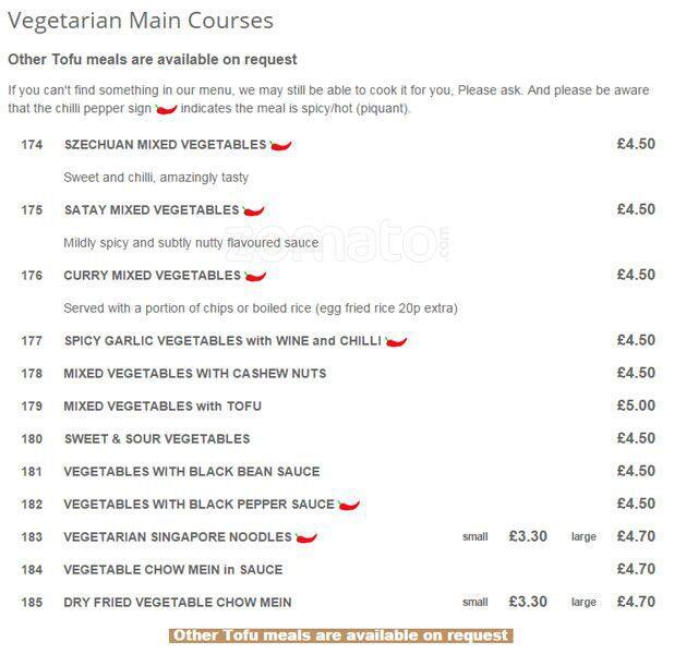 Ruby Takeaway Harborne menu