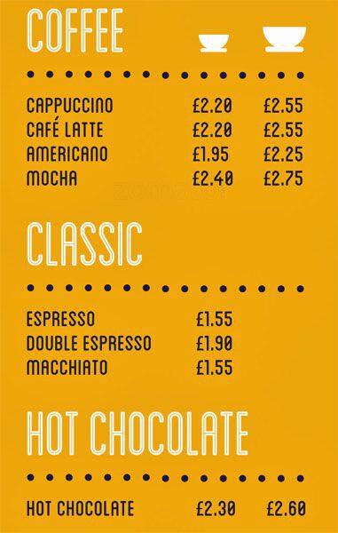 Jurys Inn menu