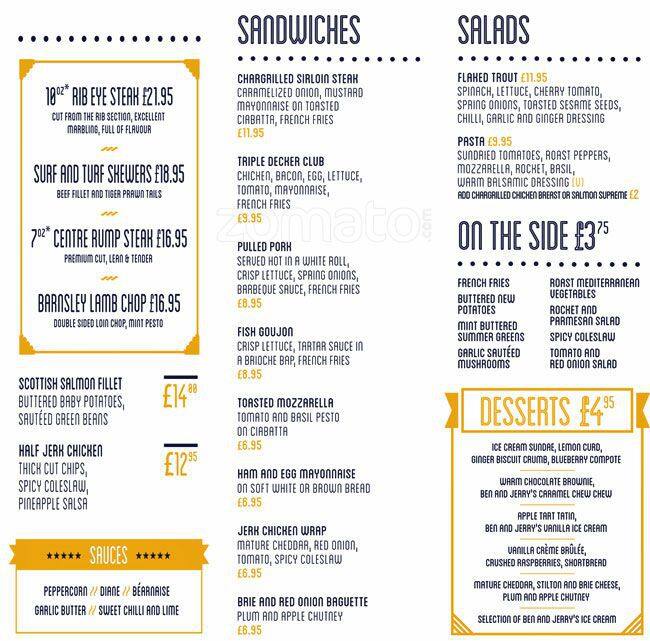 Jurys Inn menu
