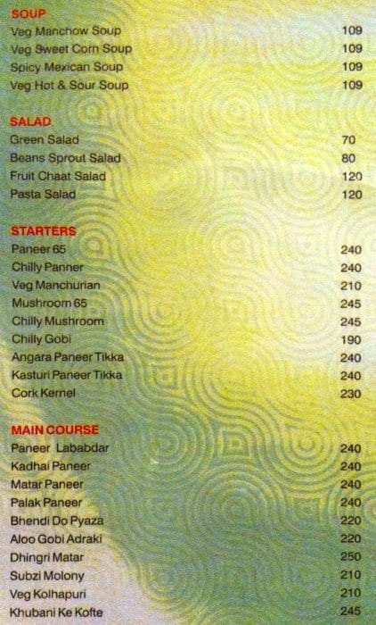 Jashn Veg Restaurant menu