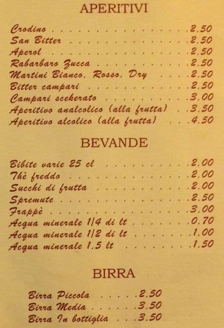 Menu di Bar Pasticceria Le Corti 