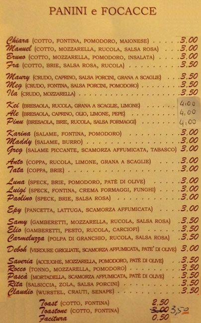 Menu di Bar Pasticceria Le Corti 