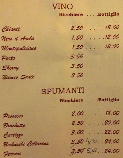 Menu di Bar Pasticceria Le Corti 