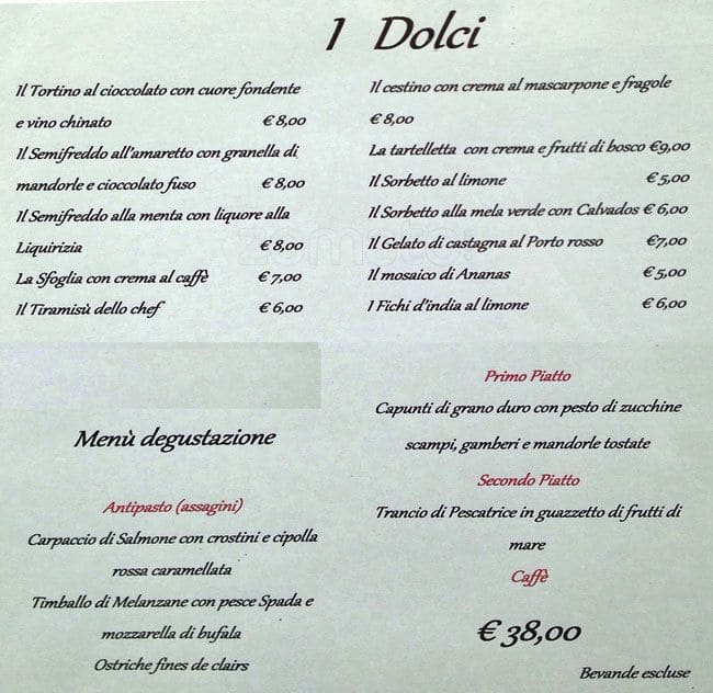 Menu di Il Navigante 