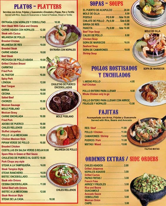 Menu at El Puerto de Acapulco pub & bar, New York City