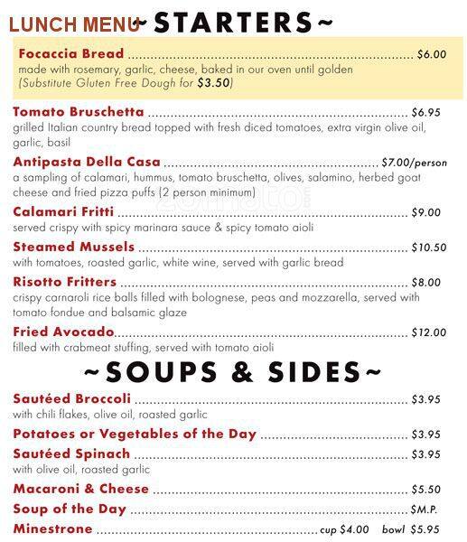 Penne Pomodoro Menu, Menu for Penne Pomodoro, Lower Greenville, Dallas