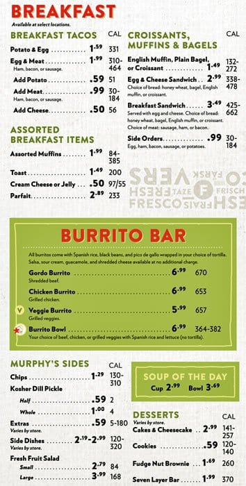 Murphy's Deli menu