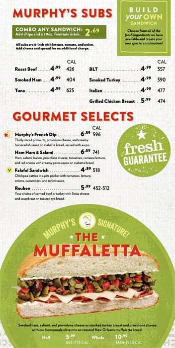 Murphy's Deli menu