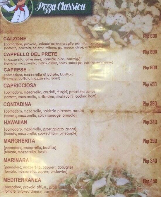 Antica Osteria menu