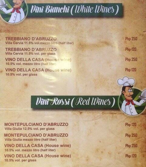 Antica Osteria menu