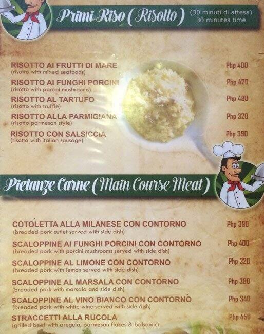 Antica Osteria menu