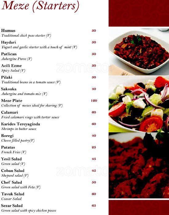 Saray Menu, Menu untuk Saray, CBD, Cape Town Zomato SA