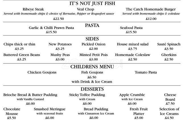 Catch Fish Restaurant menu