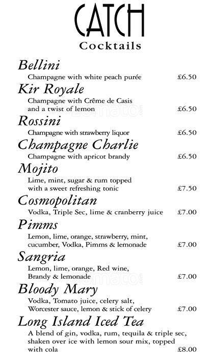 Catch Fish Restaurant menu